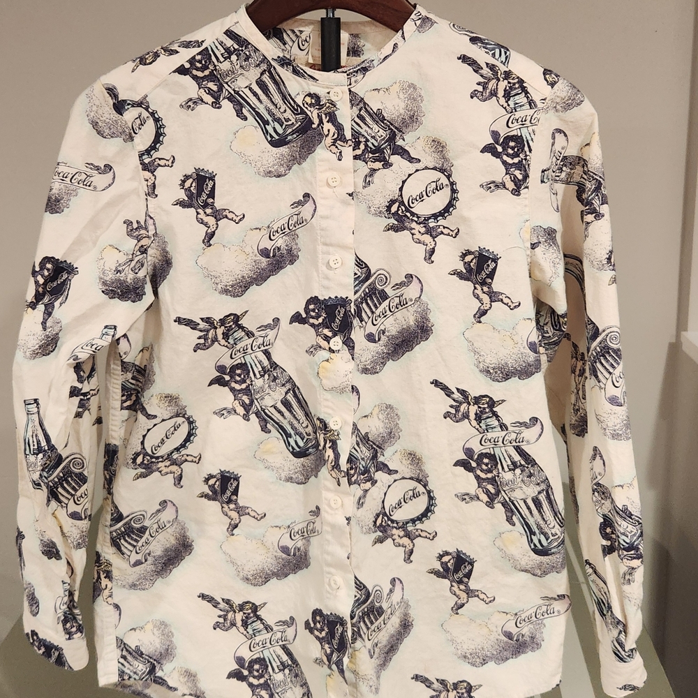 Vintage 80's Coca-Cola Pastel Cotton Shirt.